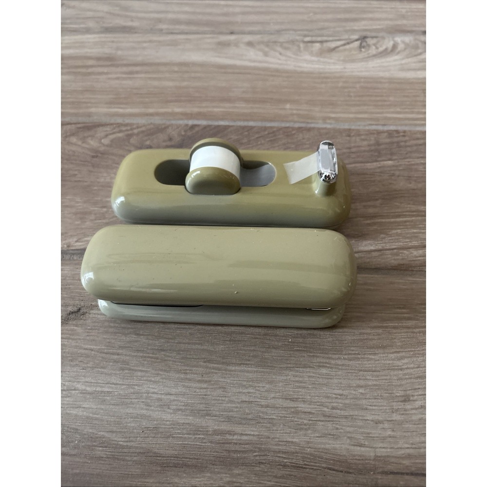 Eldon Vintage 1987 Desktop Stapler & Tape Dispenser Beige Made in Japan See Note
